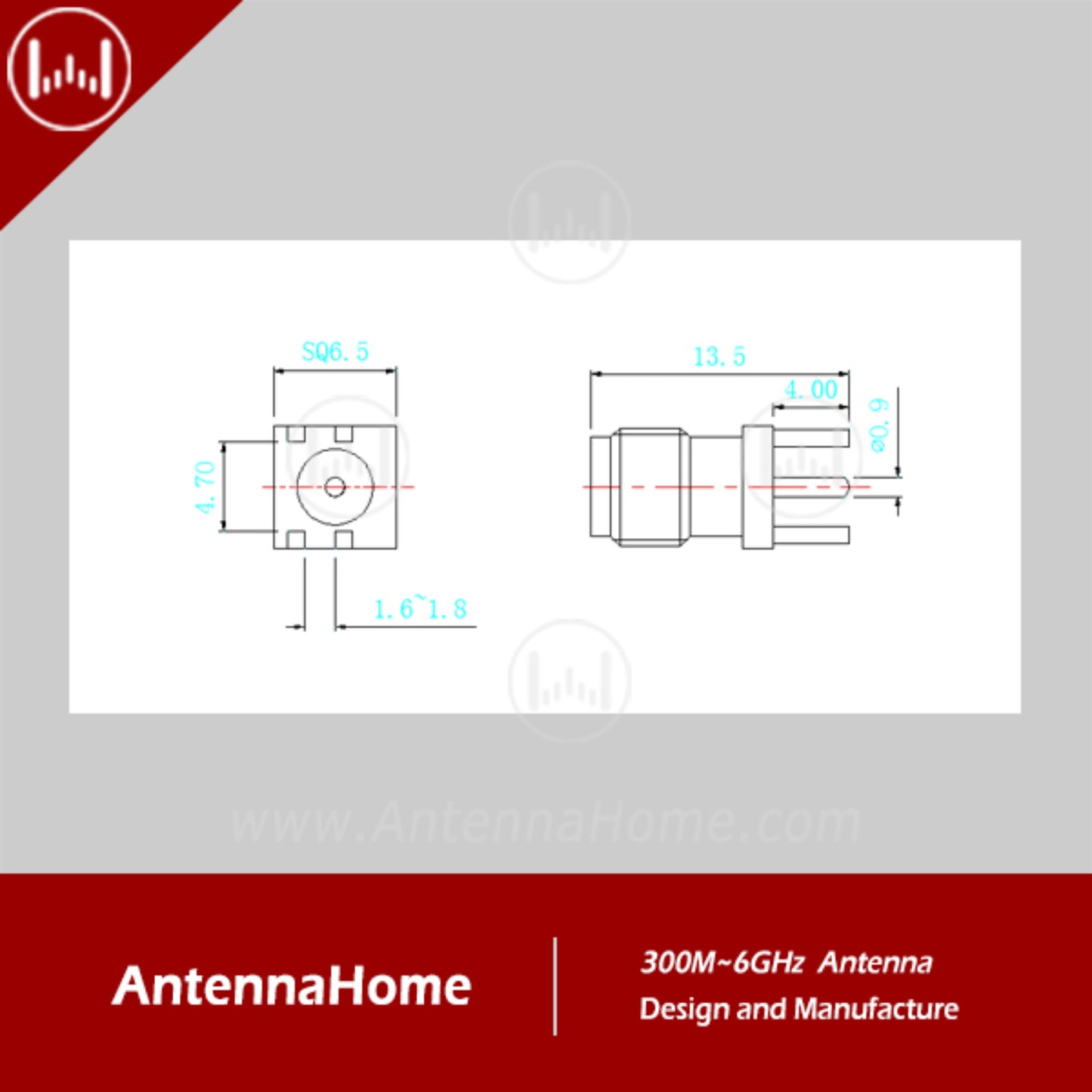 AntennaHome AHCG.203 SMA-K T1.6 DIP RF Connector Reliable SMA-K DIP Connector - RS7370