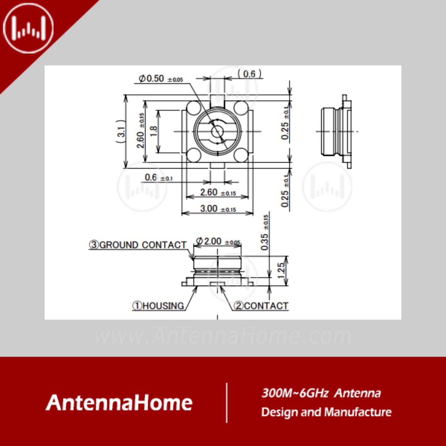 AntennaHome AHCG.204 SMD RF Connector High-Performance IPX Mounting G1 RF Connector For Wireless Devices - RS7371