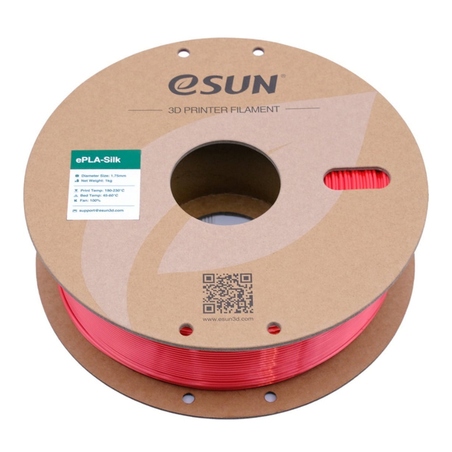 eSUN PLA Silk Filament 1.75mm 3D Printer Filament with Sustainable Paper Spool - Red