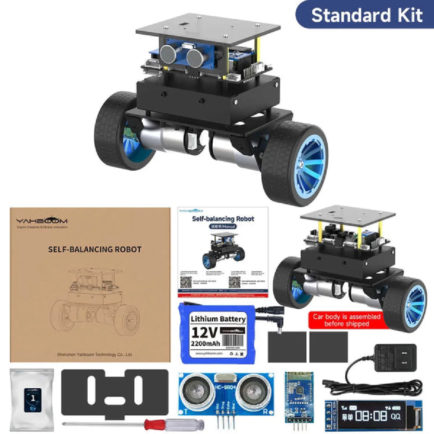 STM32 Self-Balancing Robot Car Kit – AI, LiDAR, Ultrasonic, Infrared & App Control (Pre-Assembled Robotics Kit)