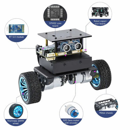 STM32 Self-Balancing Robot Car Kit – AI, LiDAR, Ultrasonic, Infrared & App Control (Pre-Assembled Robotics Kit)