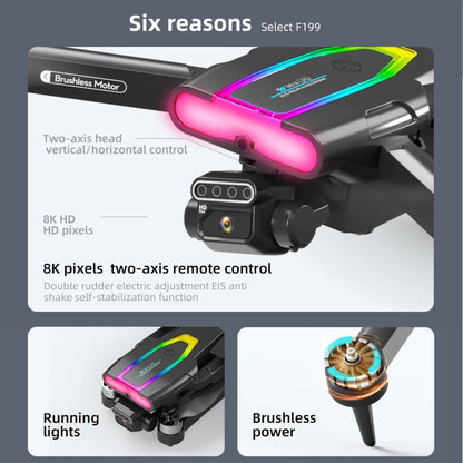 F199 Drone 8K HD – Feature-Packed, Foldable Quadcopter for Stunning Aerial Photography - RS8696