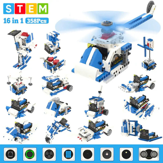 16-in-1 Building:bit Super Kit for BBC Micro:bit V2/V1.5 – STEM Robotics Learning Kit (Standard + Advanced + WiFi Camera)