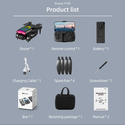 F199 Drone 8K HD – Feature-Packed, Foldable Quadcopter for Stunning Aerial Photography - RS8696