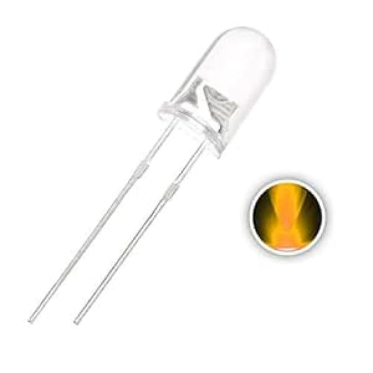 5mm Yellow LED Light Emitting Diode – White Burn Look, Transparent Body for Arduino, DIY & Electronics Projects (Delhi) - RS1177