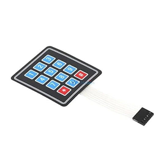 4x3 Matrix Array 12-Key Membrane Switch Keypad for Arduino, AVR, and PIC Controllers – Ultra-Thin, Adhesive-Backed, 100M+ Keypress Lifespan - RS1184