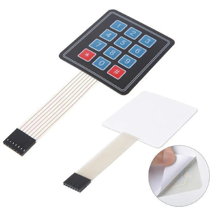 4x3 Matrix Array 12-Key Membrane Switch Keypad for Arduino, AVR, and PIC Controllers – Ultra-Thin, Adhesive-Backed, 100M+ Keypress Lifespan - RS1184