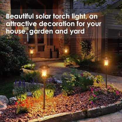 Solar Flickering Flame Pathways Light Solar Outdoor Lights Metal Flickering Solar Flame Lights Outdoor Waterproof Landcape Pathway Lights Solar Garden Lights Solar Torch Lighting For Garden Patio Yard Camp Pack of 1 - RS5826