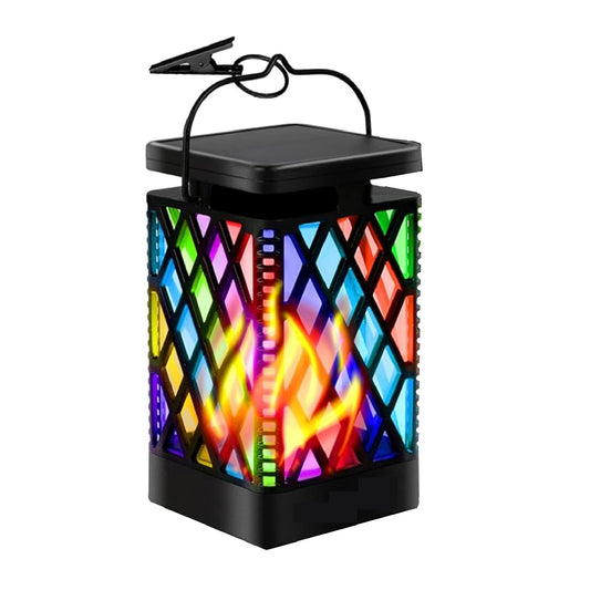 Solar Hanging Lanterns with Multicolour Light Solar Lights Color Changing Fixed 9 Modes Waterproof Hanging Lanterns Outdoor Lights Flickering Flame Camping Lanterns Decoration For Tent Garden Patio Pathway Pack Of 1 - RS5842