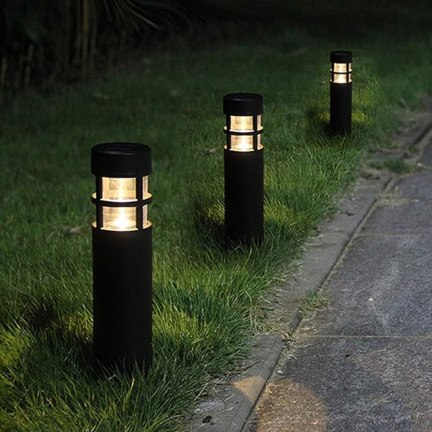 Solar Bollard Pathway LED Light Solar Garden Lights Outdoor - LED Bollard Solar Powered Path Lighting For Patio Pathway Backyard Lawn Landscaping, Pack Of 1  - RS5858