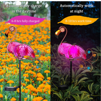 Solar Flamingo Stake Lights Solar-Powered Flamingo Stake Lights For Outdoor Decor Waterproof LED Flamingo Lights And Landscape Lawn Path Garden Flower Bed Patio Yard Decoration - RS6142