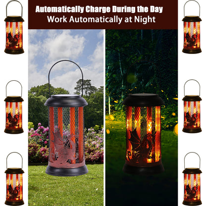 Solar Dragon Hanging Lanterns Flame Solar Lights Outdoor Garden Decor With Waterproof Metal Solar Hanging Lanterns Flame Lights For Camping Patio Yard, Pack Of 1 - RS5833