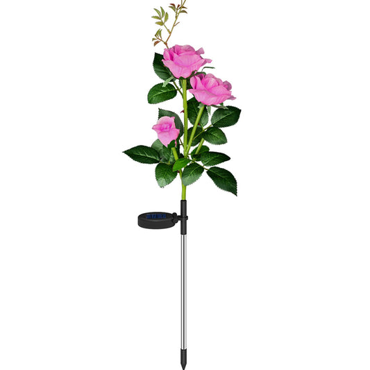 Pink Rose Solar Stake Lights Flower Solar Lights Outdoor Waterproof Rose Solar Flower Lights Solar Garden Stake Lights Yard Decorations For Christmas, Patio, Pathway, Lawn, Pack Of 1 - RS6148