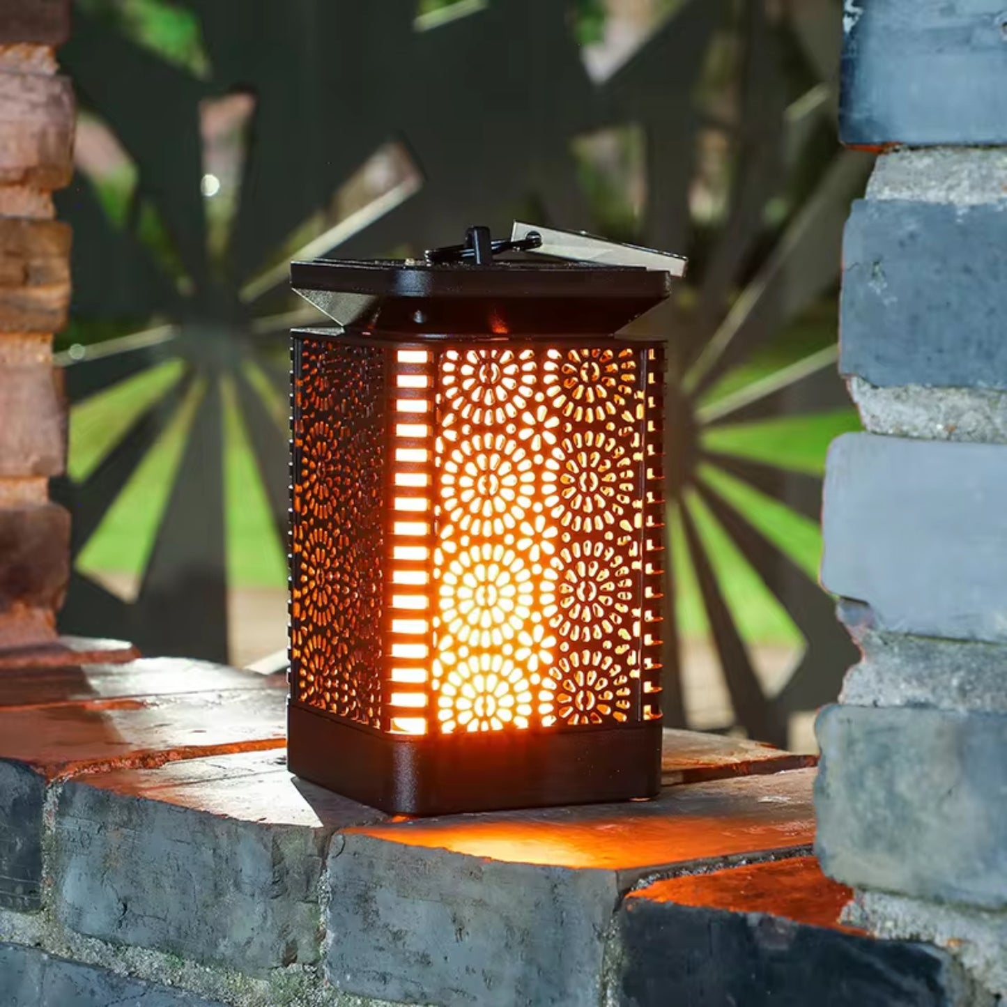 Solar Dancing Flame Lanterns Solar Lantern Lights Dancing Flame Waterproof Outdoor Hanging Lantern Solar Powered Umbrella Led Night Lights Auto On/Off Landscape Decorative For Garden Patio Deck Yard Path, Pack Of 1 - RS5838