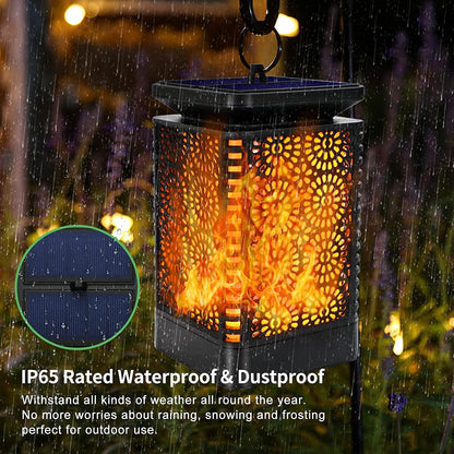 Solar Dancing Flame Lanterns Solar Lantern Lights Dancing Flame Waterproof Outdoor Hanging Lantern Solar Powered Umbrella Led Night Lights Auto On/Off Landscape Decorative For Garden Patio Deck Yard Path, Pack Of 1 - RS5838