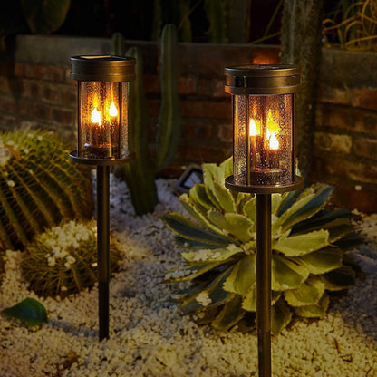 Flickering Candle Solar Lantern Stake Lights Solar-Powered Candle Lantern Stakes Garden Decoration Solar Lights Walkway Solar Lights Waterproof Solar LED Light - RS5872