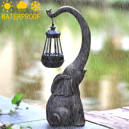 15Inch Elephant Sculpture Solar Light Figurine Statue Elephant With Solar Powered LED Lights, Statues For Garden Patio Home Yard Decor Housewarming Gift For Good Luck - RS5861