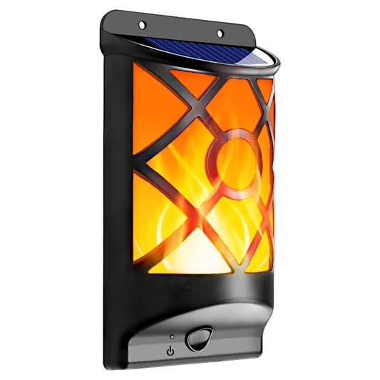 Flickering Flame Solar Wall Light Outdoor Solar Lights, Fire Effect 66 LED Auto On/Off Solar Powered Wall Mounted Torch Light for Fence, Patio, Deck, Landscape Decoration Pack Of 1  - RS5855