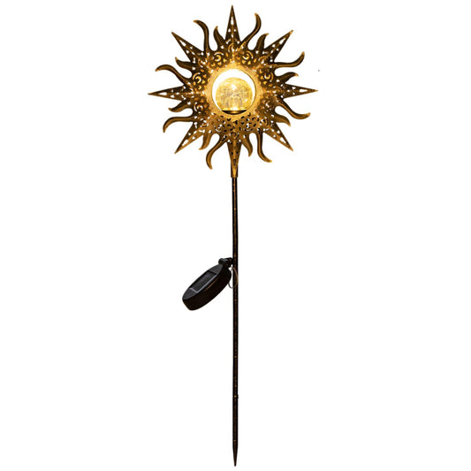 Metal Sun Stakes Solar Light Sun Statue Solar Walkway Light Garden Decoration Solar Lights Yard Solar Light Metal Garden Stakes Solar LED Light - RS5870