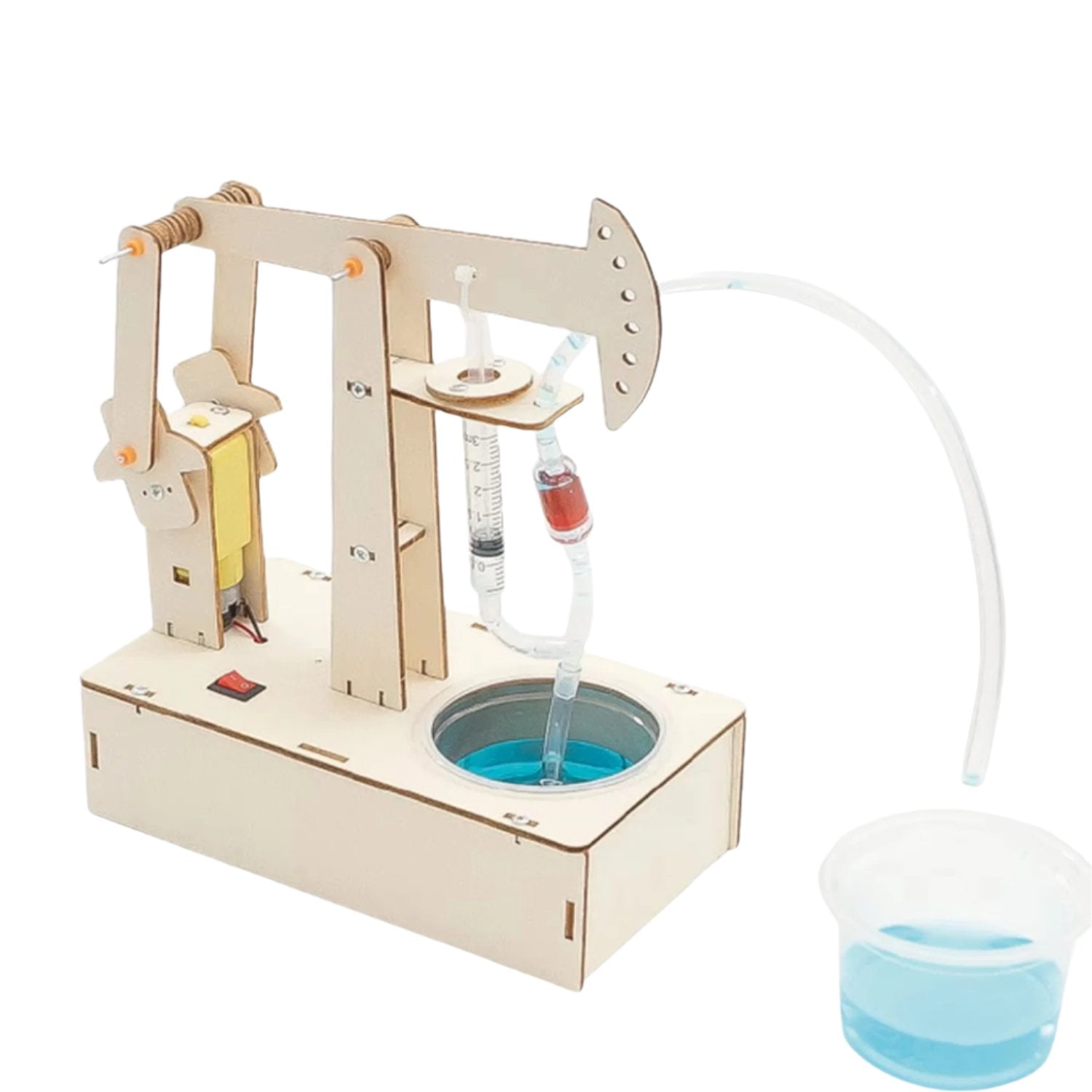 Wooden Oil Pump STEM Kit DIY Oil Rig Educational Oil Rig Model Toy for Kids Wooden Oil Pumping Set: A Hands-On STEM Experiment - RS6394