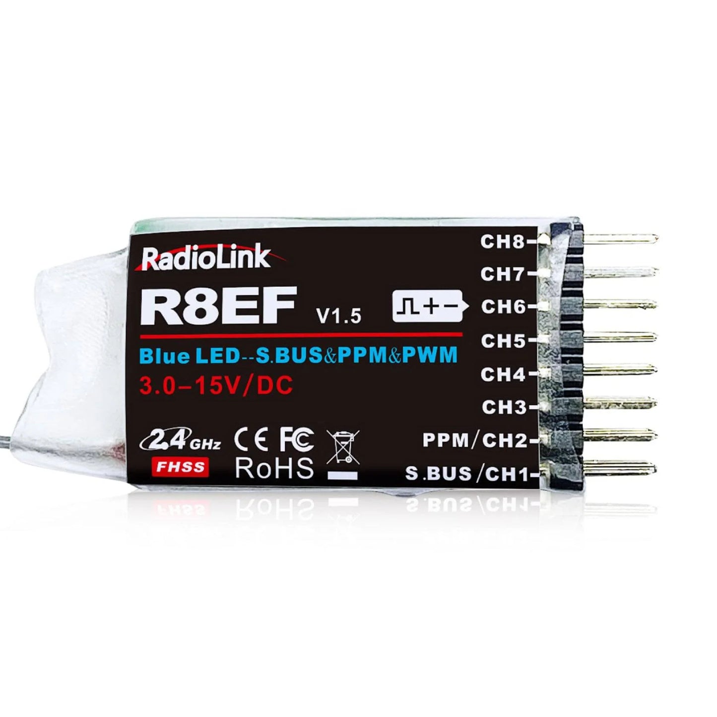 Radiolink R8EF RC Receiver R8EF 8 Channels 2.4GHz RC Receiver SBUS/PPM/PWM Long Range Control RX for Airplane Vehicles Robots Transmitter T8FB T8S RC8X RC4GS V3 RC6GS V3 - RS6084