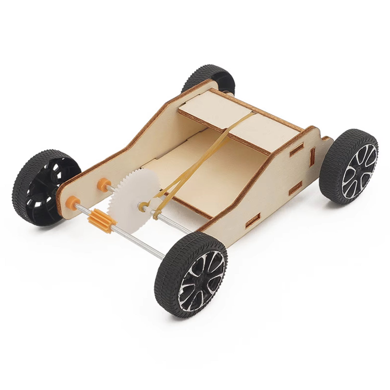 Rubber Powered Car STEM Kit A Hands-On STEM Experience For Kids Science-Based Rubber Band Car Toy Bring Engineering To Life With This Fun Creative DIY Physics Science Experiment Kits - RS6415