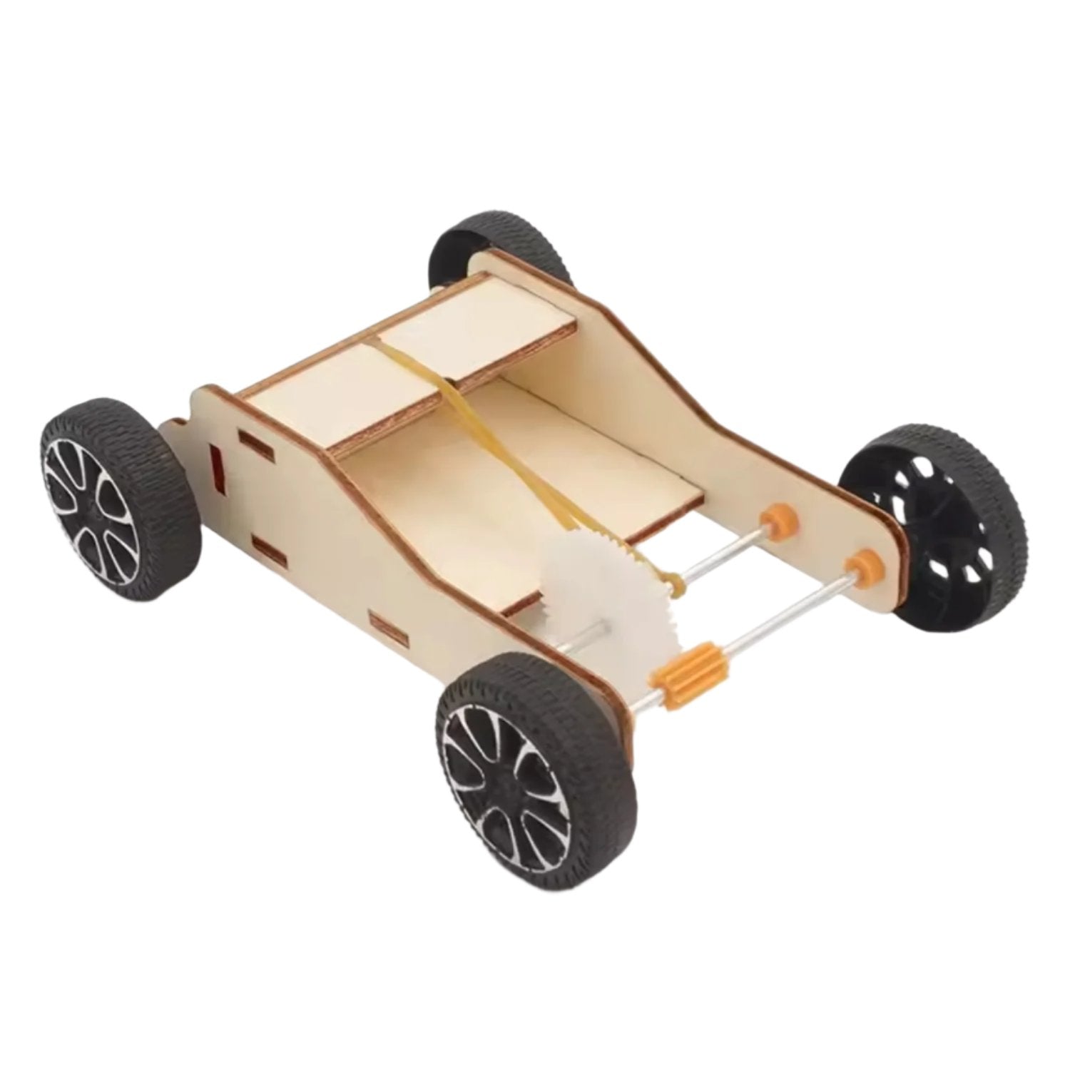 Rubber Powered Car STEM Kit A Hands-On STEM Experience For Kids Science-Based Rubber Band Car Toy Bring Engineering To Life With This Fun Creative DIY Physics Science Experiment Kits - RS6415