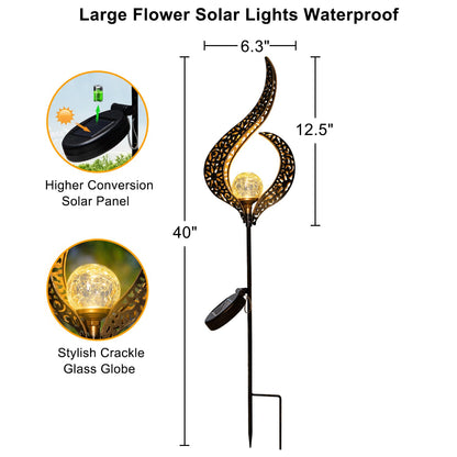 Crackle Glass Globe Stake Lights Glass Globe Statue Solar Walkway Light Garden Decoration Solar Lights Yard Solar Light Waterproof Solar LED Light - Bronze - RS5871