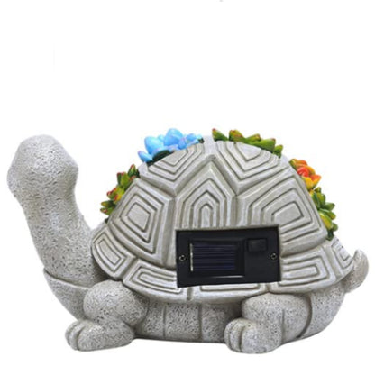 Turtle Succulent Statue Solar Light Turtle Statue Solar Walkway Light Turtle With Succulent And 7 LED Lights Garden Decoration Solar Lights Yard Solar Light Waterproof Solar LED Light - RS5866