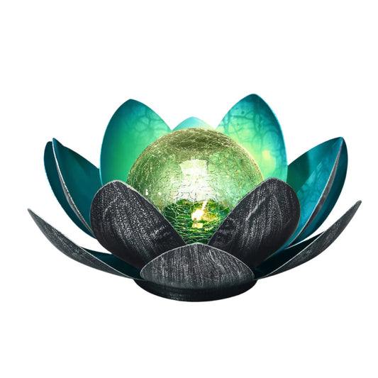 Lotus Flower Solar Light Solar-Powered Flower Stake Lights With Glass Crackle Garden Decoration Solar Lights Yard Solar Light Waterproof Solar LED Light - RS5865