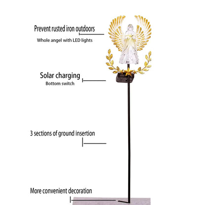 Angel Stake Solar Light Angel Remembrance Stake Light Solar-Powered Metal Angel Stake Light For Decoration Metal Angel Outdoor Light Christmas, Cemetery, Walkway, Courtyard - RS5863