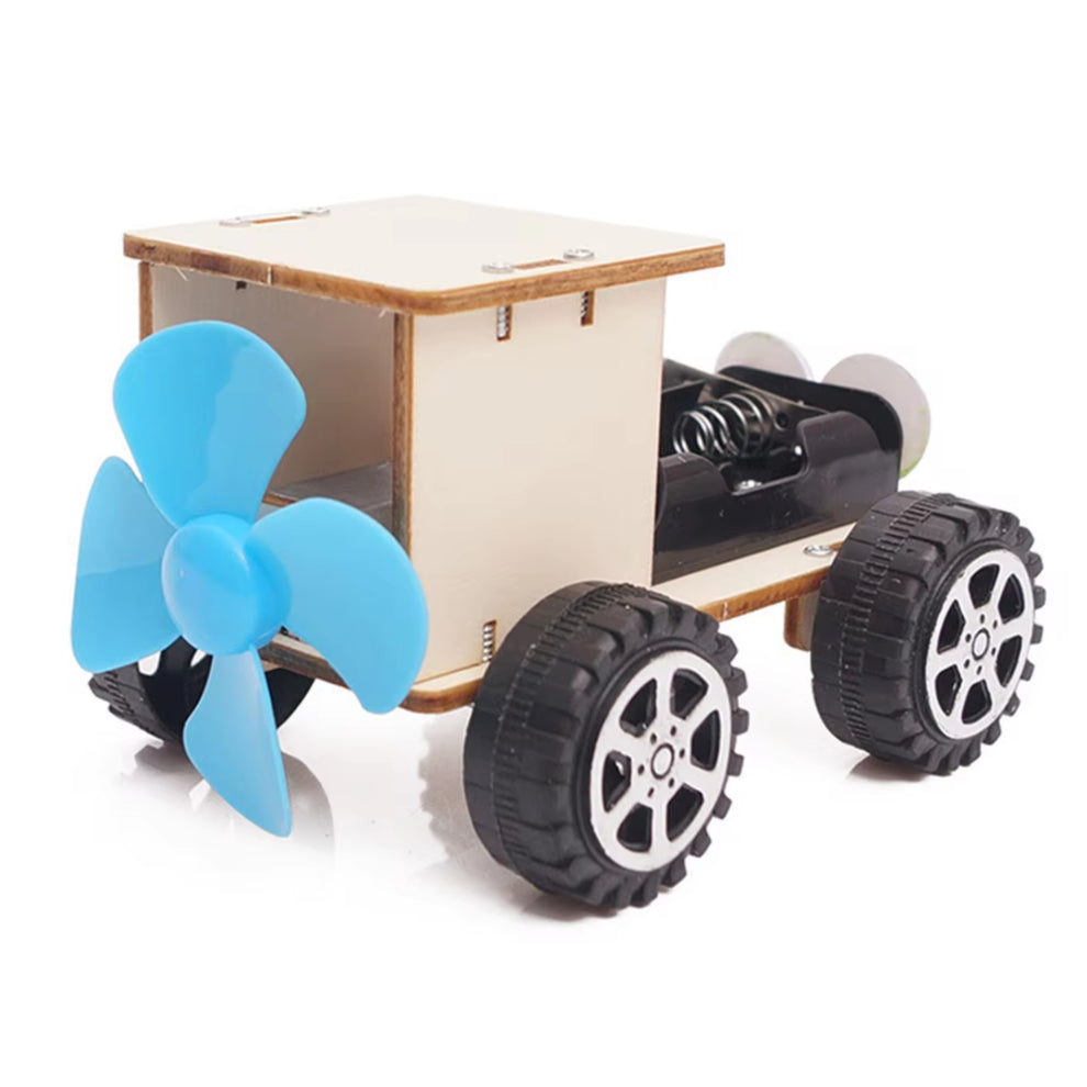 Wooden Electric Wind Car STEM Kit DIY Wind-Powered Racer Car – REES52