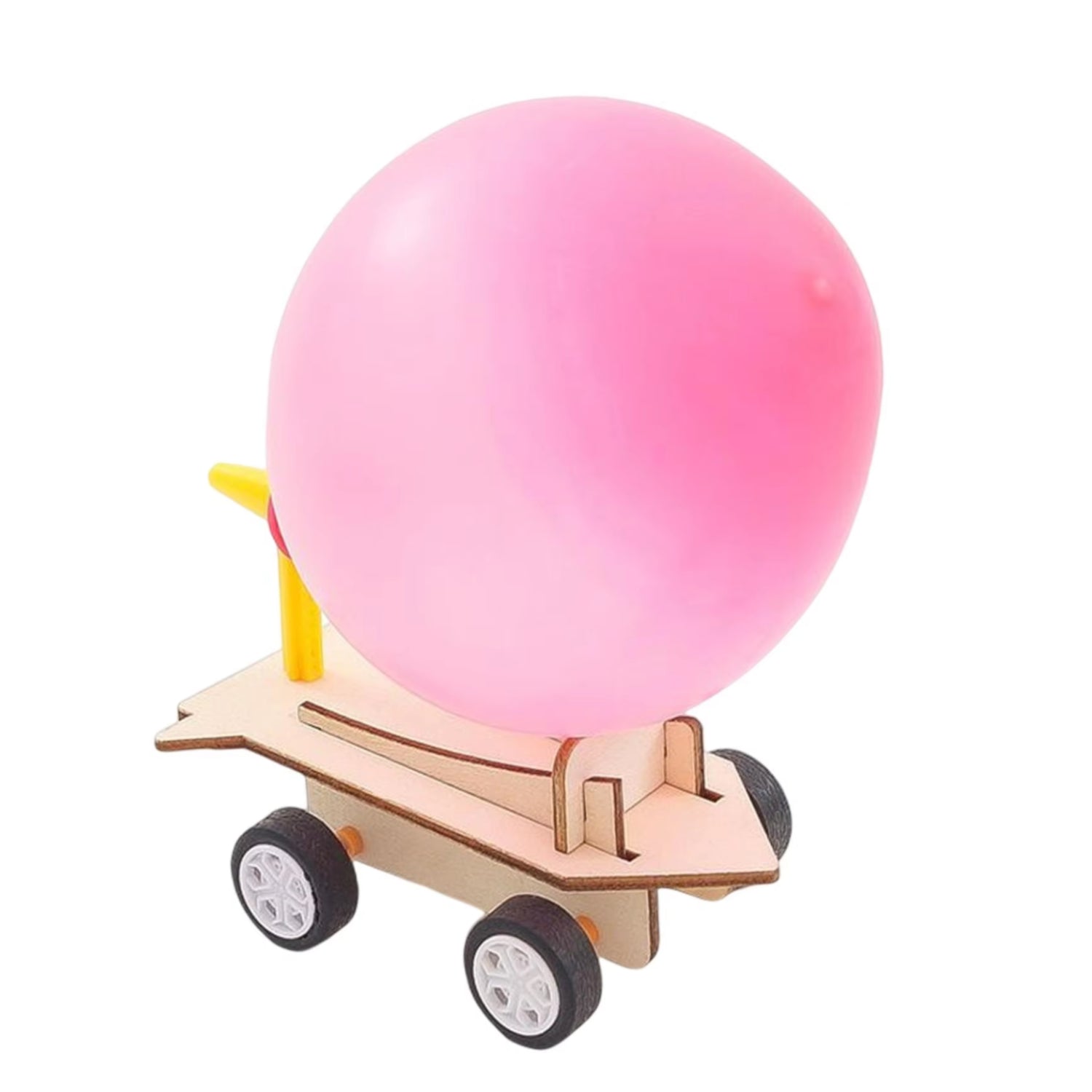 DIY Wooden Balloon Recoil Car STEM Kit Hands-On Science Wooden Balloon Car Kit Interesting DIY Toy Car Building Model Craft Learning Education Stem Gift For Old Children 6-12 Years - RS6458