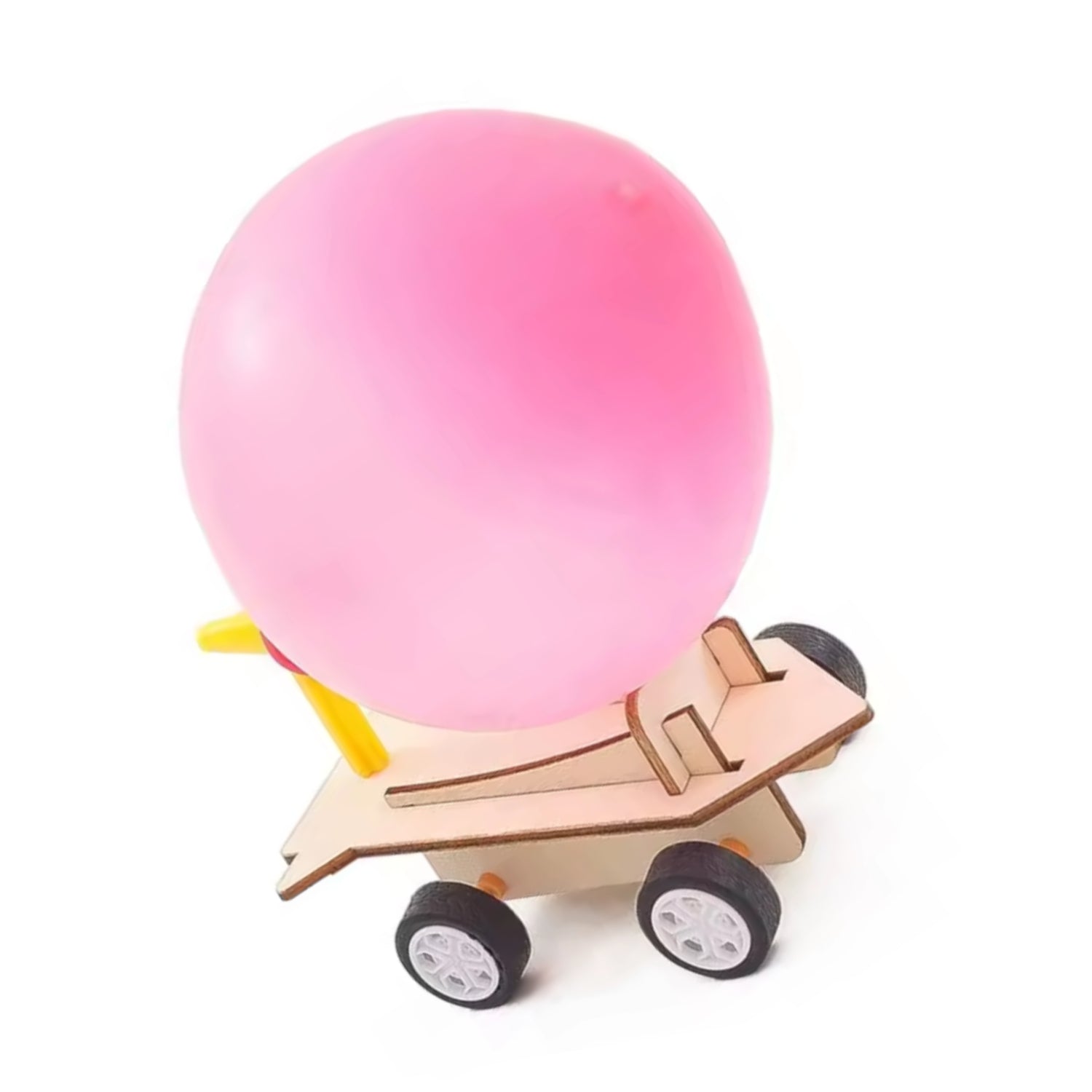 DIY Wooden Balloon Recoil Car STEM Kit Hands-On Science Wooden Balloon Car Kit Interesting DIY Toy Car Building Model Craft Learning Education Stem Gift For Old Children 6-12 Years - RS6458