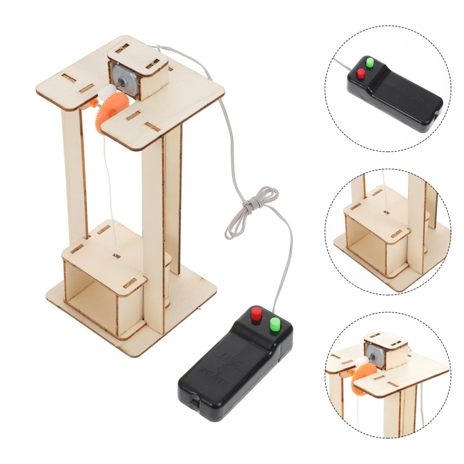 DIY Elevator Lift Wooden Kit Hands-On Elevator Education Kit With Electric Lift Model Science Project Wood STEM Toy Fun Project For DIY Funny Physic Project For Interactive Science Experiment For Children - RS6493