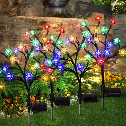 Solar Powered Cherry Blossom Lights IP65 Waterproof Multi-Colour Solar Cherry Blossom Lights 16 Light Sources Solar Blossom Lights Illuminate Your Outdoor Patio, Pathway, And Yard Decor, Pack Of 1 - RS6152