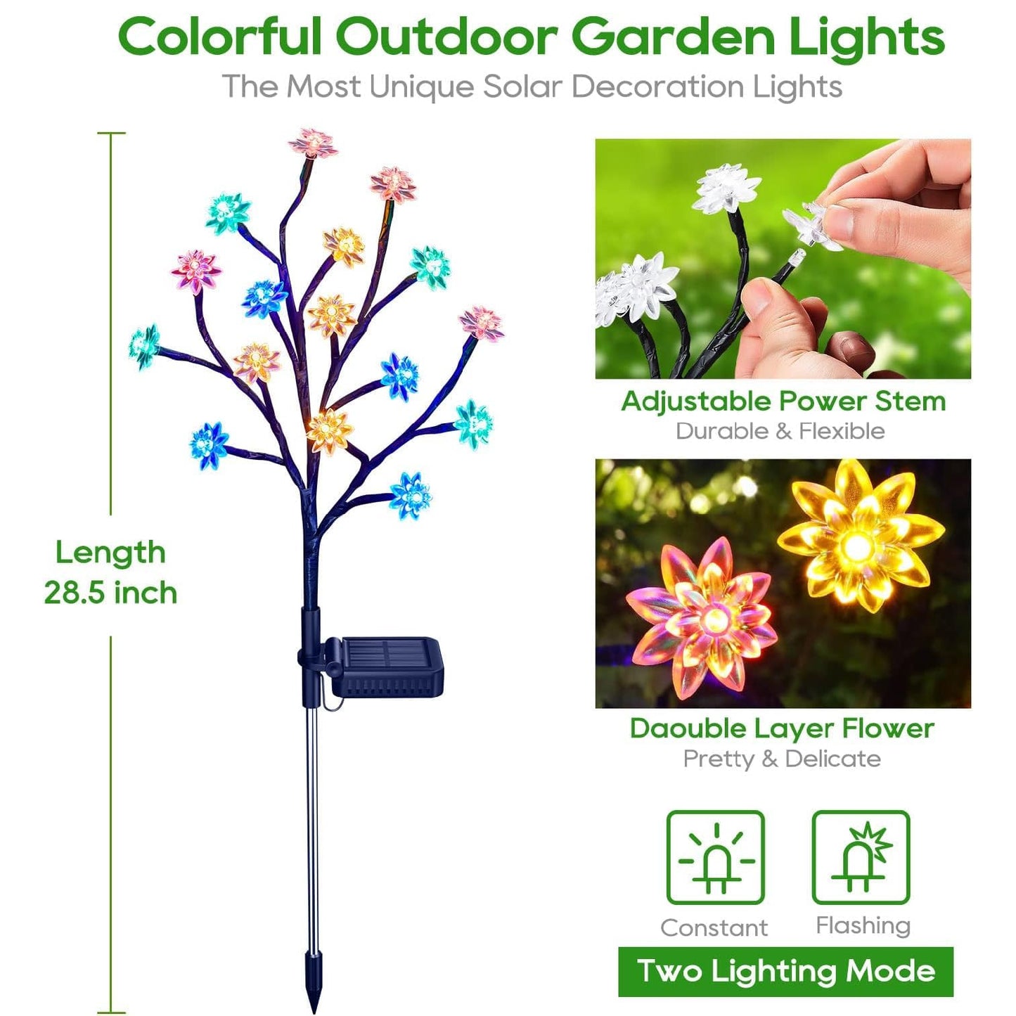 Solar Powered Cherry Blossom Lights IP65 Waterproof Multi-Colour Solar Cherry Blossom Lights 16 Light Sources Solar Blossom Lights Illuminate Your Outdoor Patio, Pathway, And Yard Decor, Pack Of 1 - RS6152