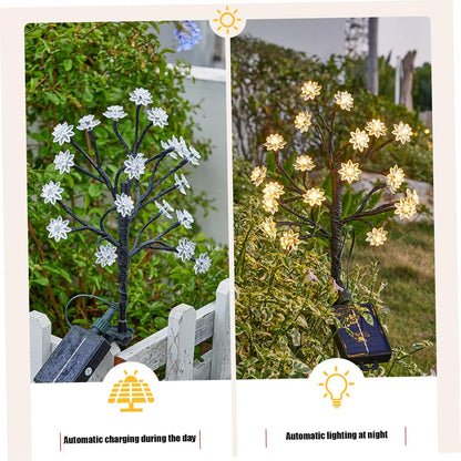 Solar Powered Cherry Blossom Lights IP65 Waterproof Multi-Colour Solar Cherry Blossom Lights 16 Light Sources Solar Blossom Lights Illuminate Your Outdoor Patio, Pathway, And Yard Decor, Pack Of 1 - RS6152