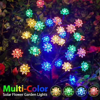 Solar Powered Cherry Blossom Lights IP65 Waterproof Multi-Colour Solar Cherry Blossom Lights 16 Light Sources Solar Blossom Lights Illuminate Your Outdoor Patio, Pathway, And Yard Decor, Pack Of 1 - RS6152