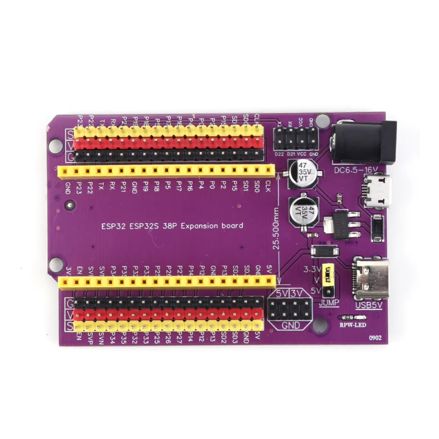 ESP32 38-Pin Expansion Board ESP32 Expansion Board Type-C ESP32 Expansion Board Elevate Your ESP32 Projects With This Vibrant Expansion Board - Purple - RS6743