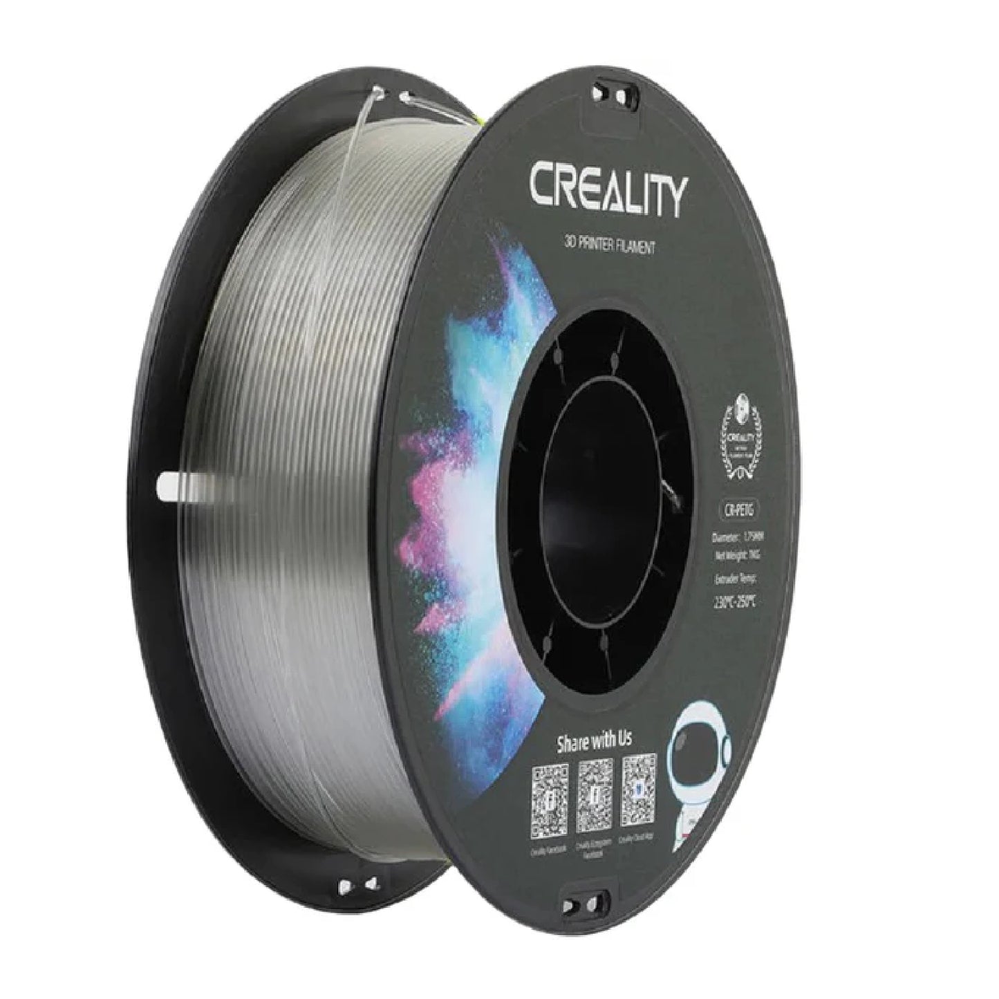 Creality CR-PETG Filament 3D Printing Filament 1.75mm Filament 1KG Filament Creality Filament High-Quality PETG Filament For 3D Printing - Transparent - RS6753