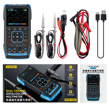 FNIRSI 2C23T 3-in-1 Oscilloscope Handheld Analyzer 2C23T Oscilloscope Upgraded 3 in 1 Handheld Oscilloscope Digital Multimeter and Function Generator With Bluetooth Connectivity For Data Analysis - RS8296