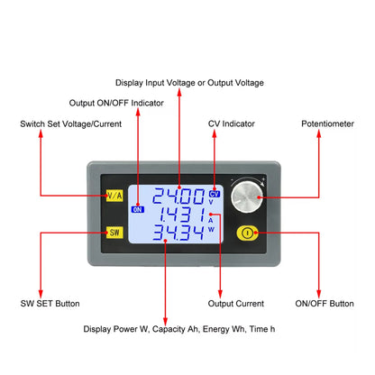 400W 8A DC-DC Buck Converter Module LCD Display Power Supply 250W 5A Step Down Power Supply Module CCCV Buck Converter Board Adjustable Voltage Regulator For Solar Charging