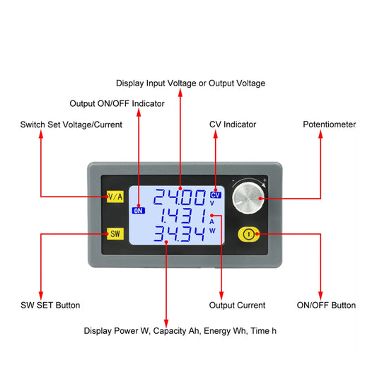 400W 8A DC-DC Buck Converter Module LCD Display Power Supply 250W 5A Step Down Power Supply Module CCCV Buck Converter Board Adjustable Voltage Regulator For Solar Charging