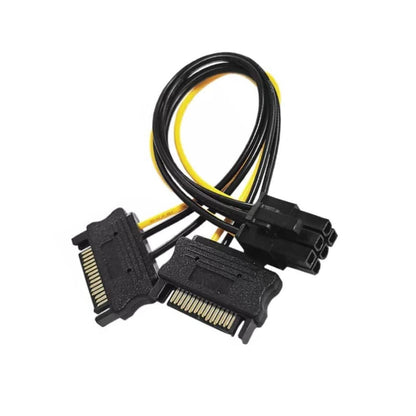 Dual SATA 15-pin to 6-pin GPU Power Cable 2x SATA to 6-pin Graphics Card Power Cable 15-pin SATA to 6-pin PCIe Power Cable Adapter For PC Upgrades - RS3849