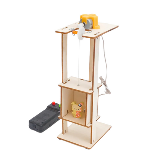 Wood Assembly DIY Electric Lift Kids Gifts Science Toys Experiment Material Kits Tool Elevator Assemble Kit For Education - RS5673