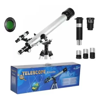 F70060 Astronomical Refractor Telescope with Tripod 60mm Aperture, 700mm Focal Length for Beginners & Kids, Moon & Planet Observation, Portable Scope Kit-RS7637