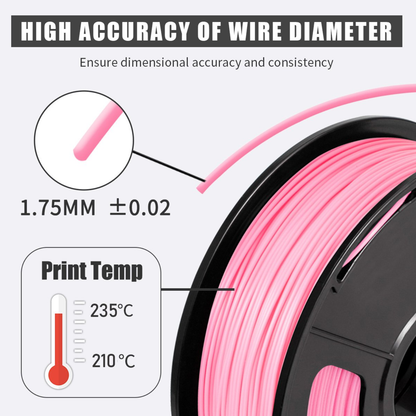 Premium HS PLA+ 3D Printer Filament 1.75mm, 1KG Gross PLA+ Filament For 3D Printers Bubblegum Pink - RS7196