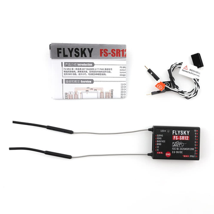 Flysky FS-SR12 12CH Receiver 2.4Ghz ANT Protocol PWM Output Receiver Dual Antenna For Fixed Wing RC Car Boat Robot Model