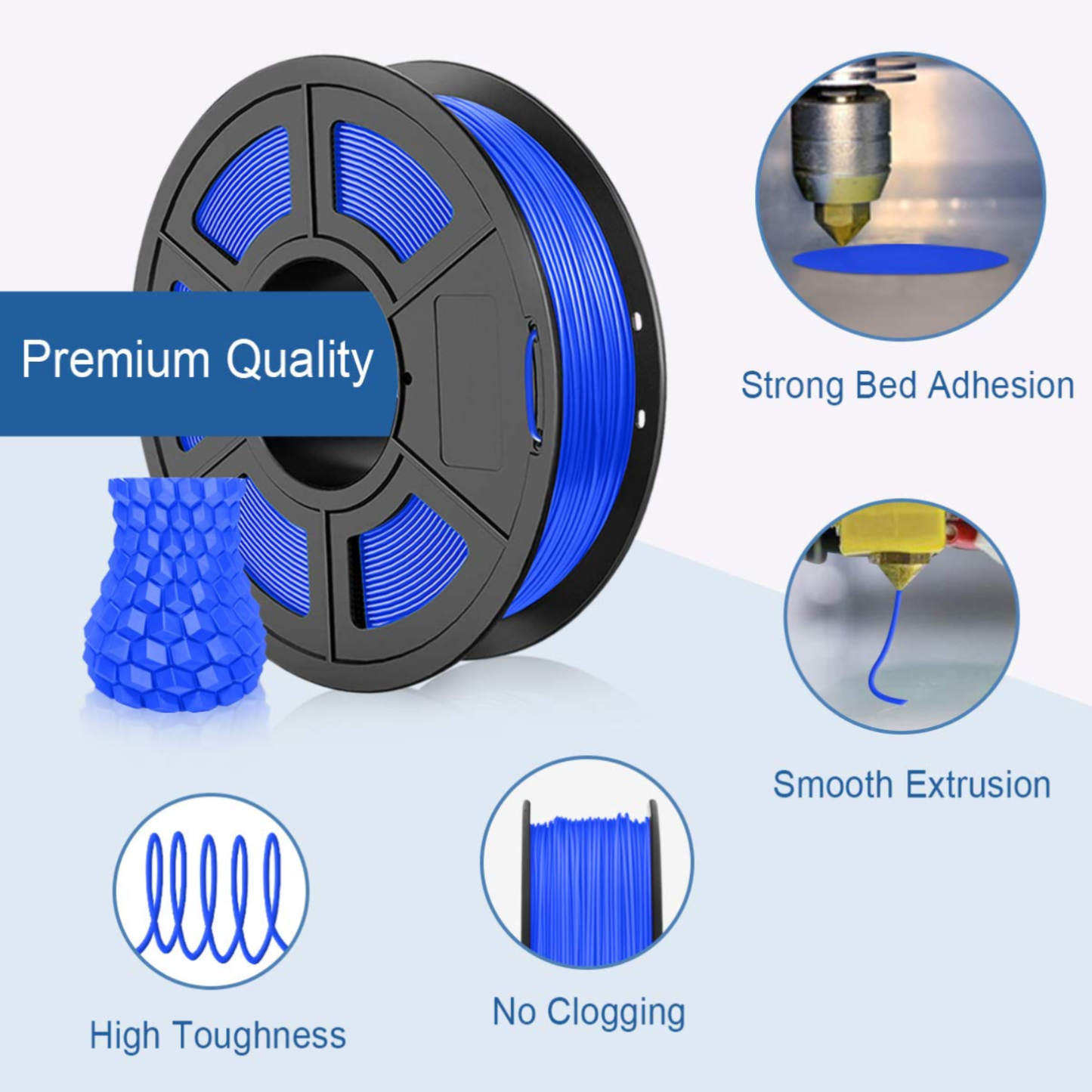 HS PLA+ 3D Printer Filament 1.75mm 1KG Gross For High-Speed 3D Printer Filament For FDM 3D Printing Material - Blue - RS7435